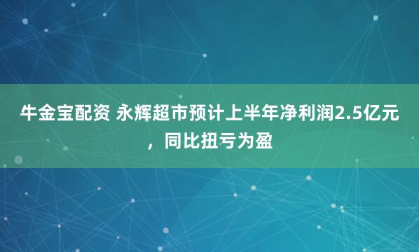 牛金宝配资 永辉超市预计上半年净利润2.5亿元，同比扭亏为盈